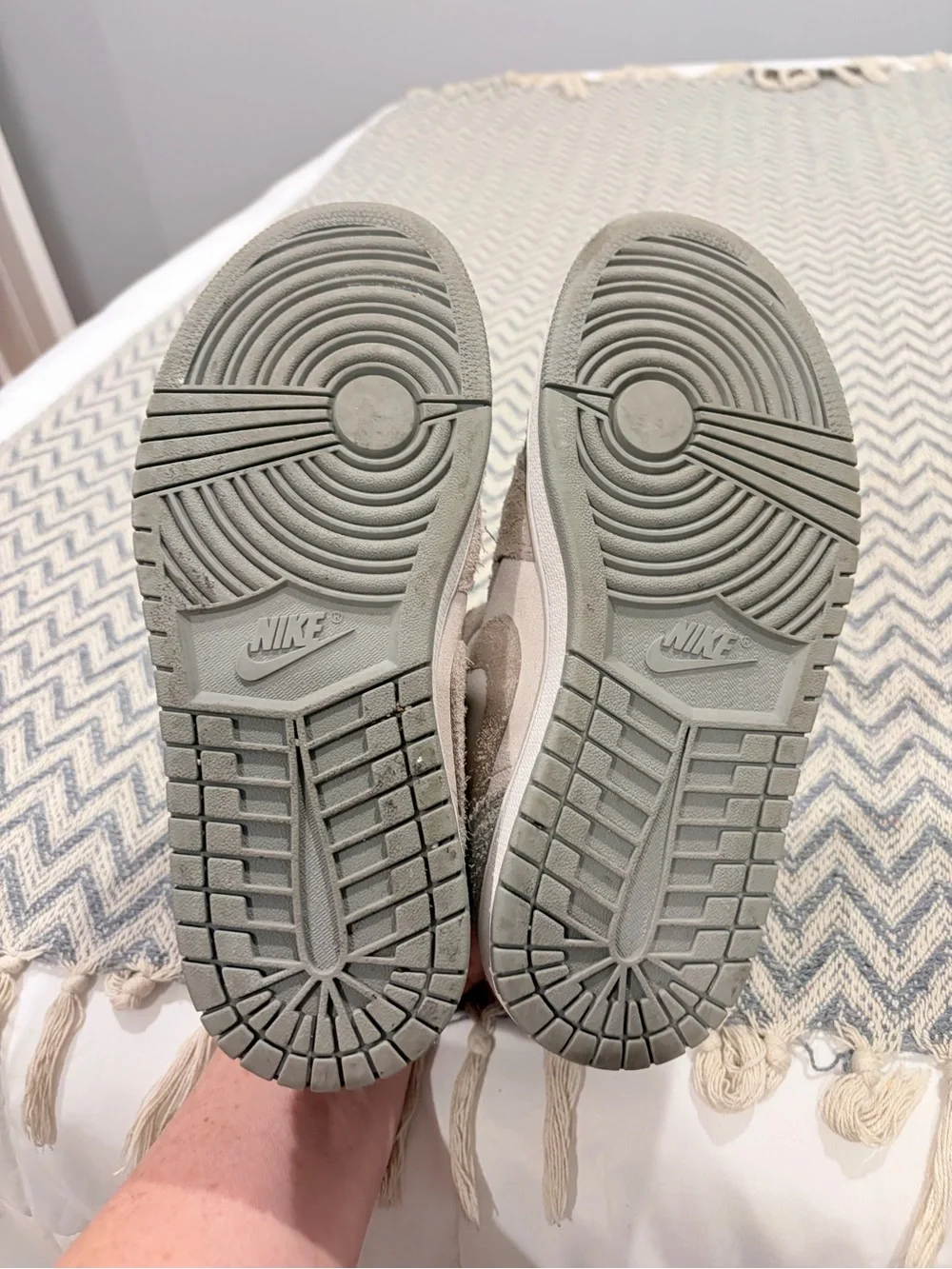Nike Air Jordan 1 Mid SE “Grey Fog / Photon Dust” Suede Sneakers – Women’s 7